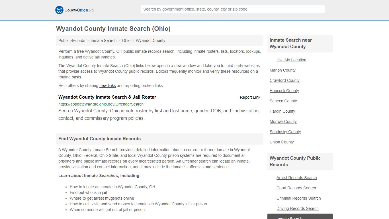 Inmate Search - Wyandot County, OH (Inmate Rosters & Locators)